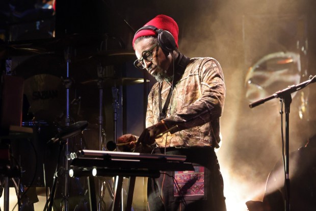 André 3000 performs "New Blue Sun" during the 2024 Roots Picnic on June 2, 2024, in Philadelphia, Pennsylvania. (Taylor Hill/Getty)