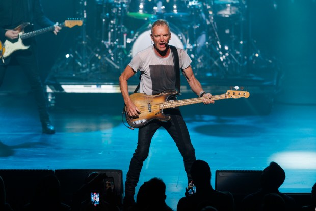 Sting performs at the Auditorium Theatre, Oct. 28, 2024, in Chicago. (Armando L. Sanchez/Chicago Tribune)