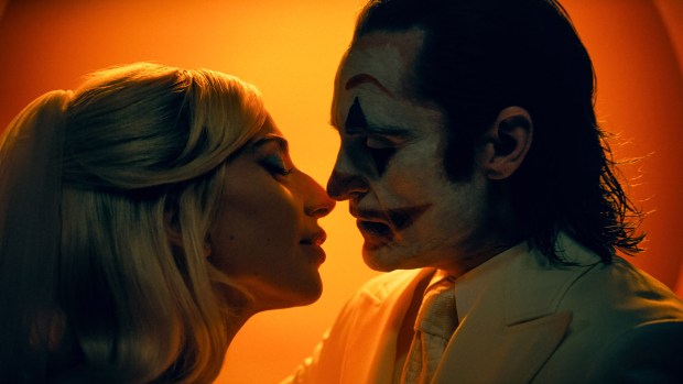 Lady Gaga and Joaquin Phoenix in "Joker: Folie a Deux." (Niko Tavernise/Warner Bros.)