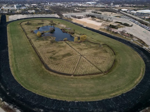 The former Arlington International Racecourse on March 12, 2024, in Arlington Heights. (Stacey Wescott/Chicago Tribune)