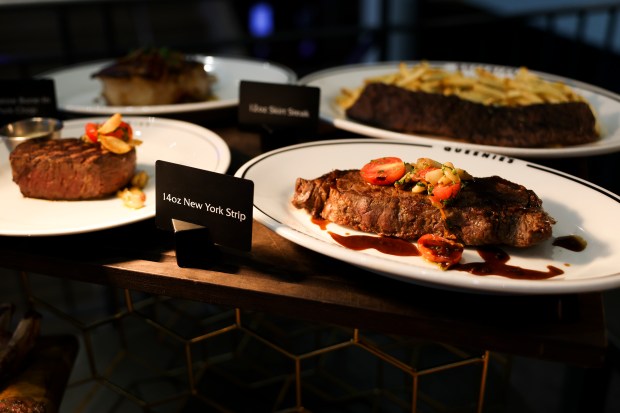 New York Strip steak will be offered at Queenie's Supper Club during the 2024-2025 season at the United Center. (Eileen T. Meslar/Chicago Tribune)