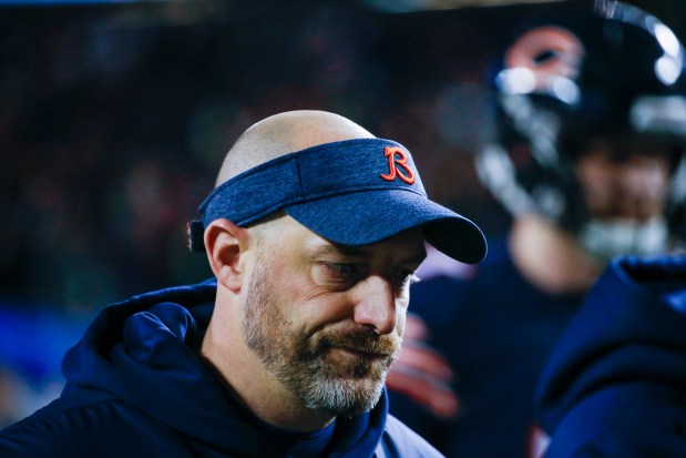 Chicago Bears head coach Matt Nagy walks off the field following a 16-15 loss to the Philadelphia Eagles in the NFC Wild Card game played at Soldier Field on Sunday, Jan. 6, 2019. (Jose M. Osorio/Chicago Tribune)