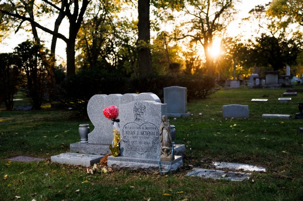 Laquan McDonald's headstone at Forest Home Cemetery on Oct. 17, 2024, in Forest Park. (Armando L. Sanchez/Chicago Tribune)