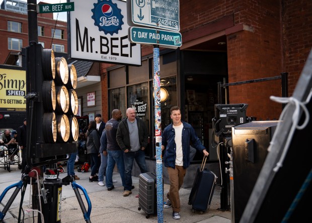 Southwest Airlines films a commercial at Mr. Beef on North Orleans Street in Chicago on Sept. 6, 2024. (E. Jason Wambsgans/Chicago Tribune)