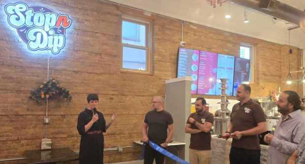 A grand opening was held Wednesday for the newest business in downtown Elgin, Stop and Dip, at 13 Douglas Ave. The owners also own the adjacent Shawarma Stop, which opened this summer. (Gloria Casas/The Courier-News)