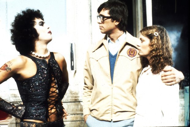 "The Rocky Horror Picture Show, starring Tim Curry, from left, Barry Bostwick and Susan Sarandon, is one of two movies to be shown Saturday in Panton Mill Park in South Elgin. (Michael Ochs Archives/Getty Images)