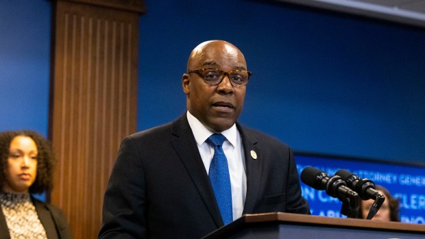 Attorney General Kwame Raoul speaks Tuesday on the findings of his office's investigation into Catholic clergy child sex abuse in Illinois.