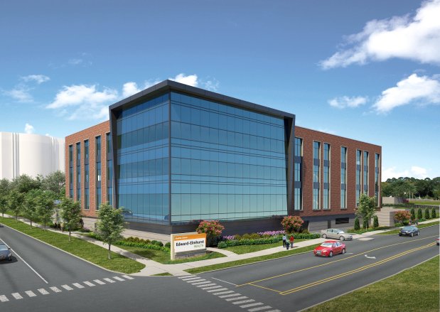 A rendering of the new three-story Cardiovascular Institute Health Center on the Edward Hospital campus in Naperville.