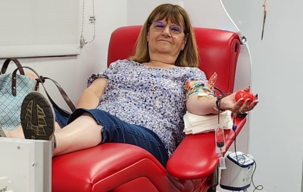 Hilary Decent included this photo in 2023 with a column about overcoming her fear of giving blood, only to faint after she'd achieved her goal. (Supplied photo)