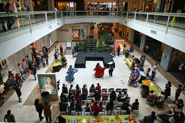 The Danza Folklorico Monarca of Zion performs on Oct. 12, 2024 at the Hispanic Heritage Celebration at Hawthorn shopping mall in Vernon Hills. (Karie Angell Luc/Lake County News-Sun)