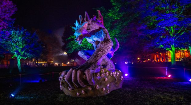 This year, in addition to a giant werewolf art installation, there will be a 10-foot-tall gargoyle installation at Naper Settlement's All Hallows Eve and Howlin' at the Moon events for Halloween. Both were made by Naperville artist Paul Kuhn. (Naper Settlement)