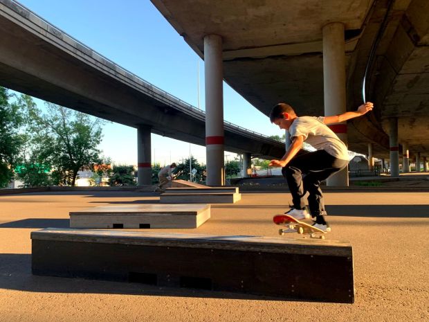 Max Wijangco pictured skateboarding at 14 years old in Duluth, Minnesota. (Jill Wijangco)