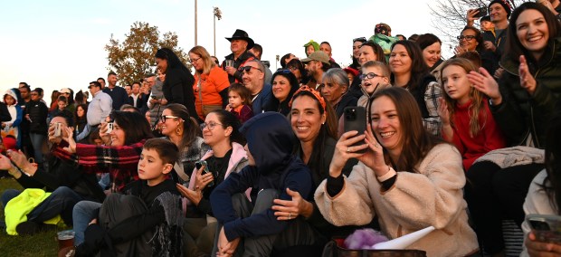 The audience of the Lincolnshire Bolts at Boo Bash in Lincolnshire at North Park on Oct. 25, 2024. (Karie Angell Luc/Pioneer Press)