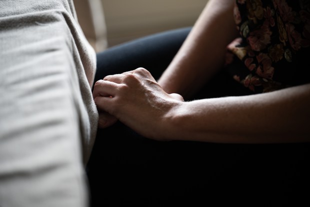 A Valparaiso police officer who received $160k in settlements from Porter County and the City of Valparaiso over sexual harassment they endured on the Porter County Multi Enforcement Group speaks about her experience on Aug. 5, 2024. (Kyle Telechan/for the Post-Tribune)