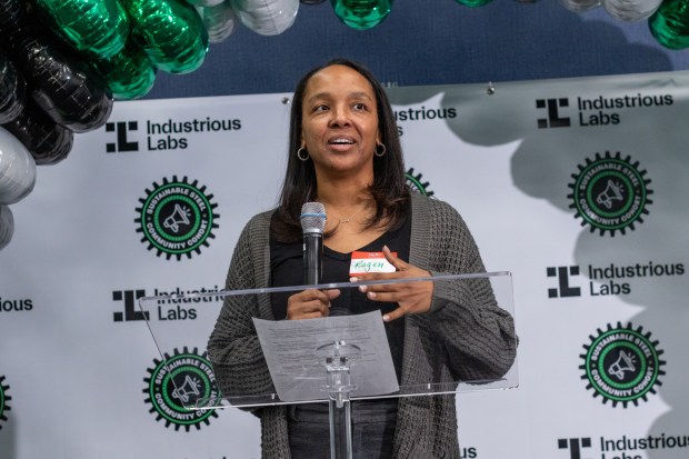 Rep. Ragen Hatcher, D-Gary, speaks at Northwest Indiana's Sustainable Steel Cohort graduation Oct. 5. Hatcher said the cohort has helped her understand more about what's impacting constituents.