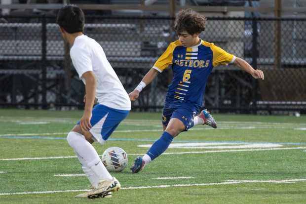 De La Salle's Alex Panduro (6) makes a pass against Prosser during a non-conference game in Chicago on Thursday, Oct. 17, 2024. (Troy Stolt / for the Daily Southtown)