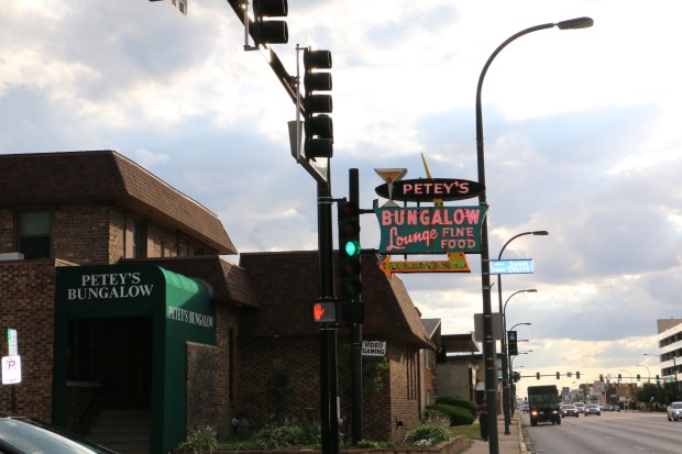 The iconic sign for Petey's Bungalow has been a familiar sight at 95th and Kostner since the 1960s. (Donna Vickroy/Daily Southtown)