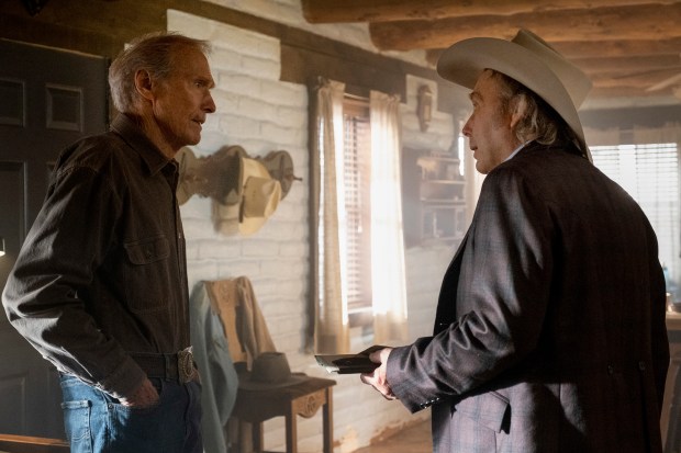 Clint Eastwood and Dwight Yoakam in a scene from "Cry Macho." (Claire Folger/Warner Bros./AP)