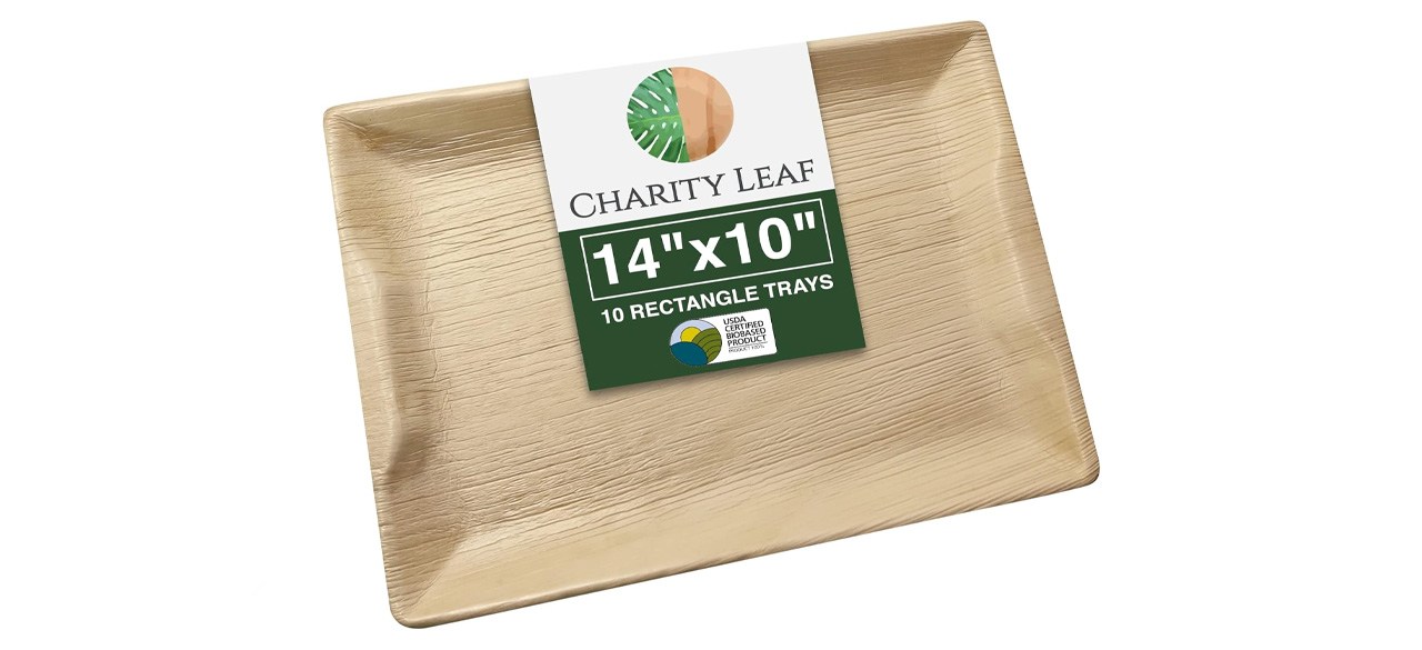 Charity Leaf Disposable Palm Leaf Life Bamboo Serving Trays