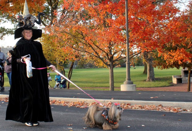 Pia Blum and KiKi of Northbrook participated in the 3rd Annual Halloween Pet Parade hosted by the Northbrook Park District Oct. 25, 2024, at Techny Prairie Park and Fields in Northbrook. (Gina Grillo/for Pioneer Press)