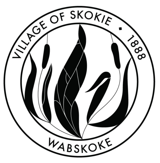 A proposed black and white village seal for Skokie. The seal is inspired by a 1978 civic pride engagement campaign the Skokie Spirit. (Village of Skokie)