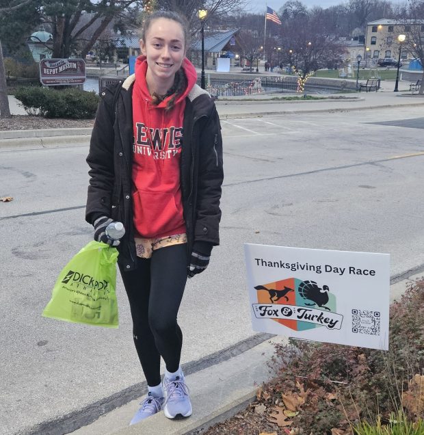 Rachael Morrison of Huntley, 23, took part in The Fox and the Turkey races Thursday morning in Batavia. (David Sharos / For The Beacon-News