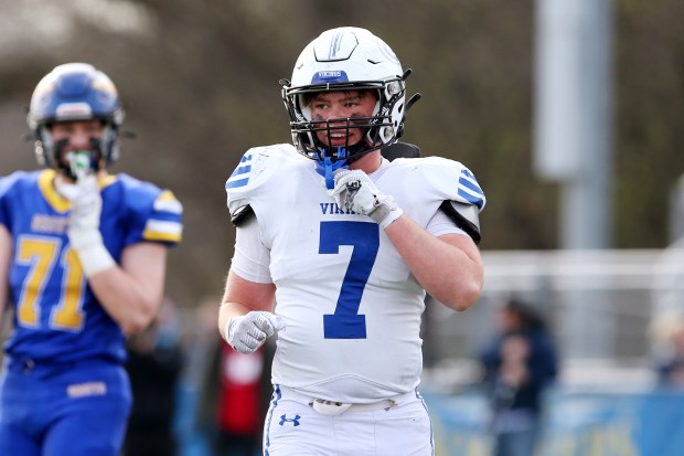 Geneva's Sean Lane (7), during the Class 6A state quarterfinal, on Saturday, Nov. 16, 2024, in Lake Forest. (Mark Ukena/for the Pioneer Press)