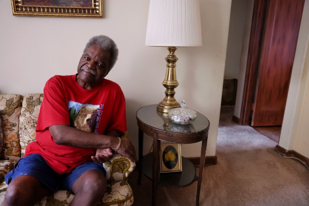 Roy Pierson in the living room of his home at the Chatham Park Village Cooperative in Chicago on Aug. 17, 2023. (Chris Sweda/Chicago Tribune)