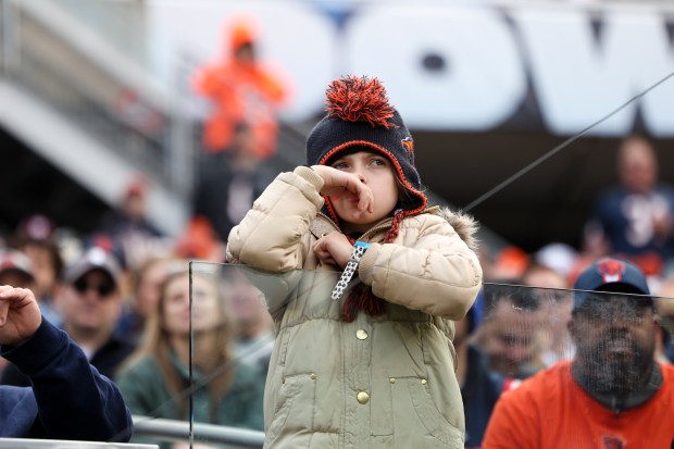 A Bears fan reacts during the Week 10 loss at Soldier Field on Nov. 10, 2024. (Eileen T. Meslar/Chicago Tribune)