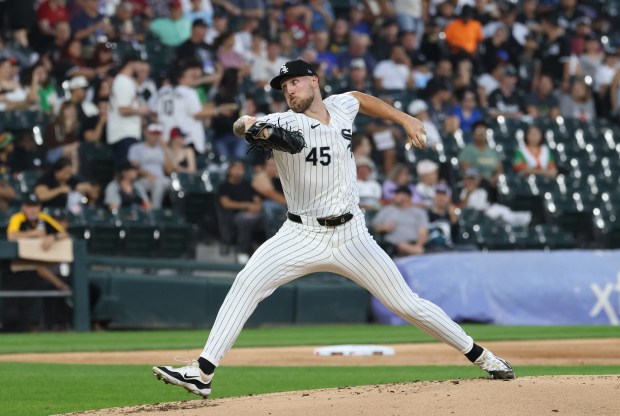 White Sox starting pitcher Garrett Crochet throws at Guaranteed Rate Field on Sept. 13, 2024, in Chicago. (John J. Kim/Chicago Tribune)