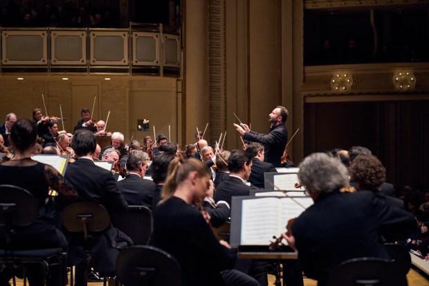 Conductor Kirill Petrenko leads the Berliner Philharmoniker in a performance of Bruckner's Fifth Symphony in Orchestra Hall in Chicago. (Robv Davidson Media)