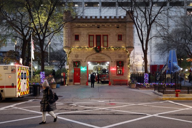 The historic Chicago Fire Department Engine 98 firehouse on Chicago Avenue on Nov. 25, 2024. (Terrence Antonio James/Chicago Tribune)