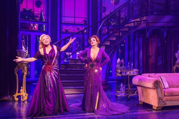 Megan Hilty and Jennifer Simard in "Death Becomes Her" on Broadway at the Lunt-Fontanne Theatre in New York. (Matthew Murphy and Evan Zimmerman)