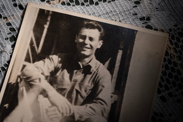 A photograph of U.S. Marine Cpl. Delbert Tuttle who was wounded during the invasion of Saipan on June 16, 1944. (E. Jason Wambsgans/Chicago Tribune)