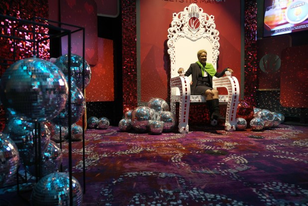 Cathye Amos, of Wind Creek Chicago Southland, shows off an area available for rent inside a gaming area at the casino in East Hazel Crest, Nov. 7, 2024. (Antonio Perez/Chicago Tribune)