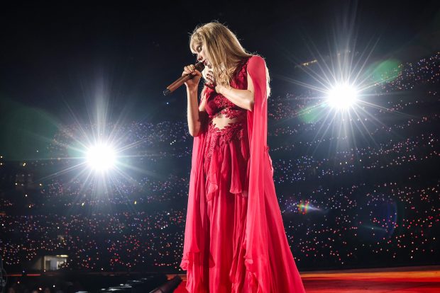 Taylor Swift performs during her Eras Tour at Lucas Oil Stadium on Nov. 1, 2024, in Indianapolis. (Kevin Mazur/Getty)