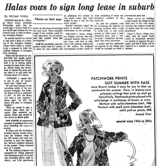 Chicago Tribune article about the Bears and George Halas on May 29, 1975.