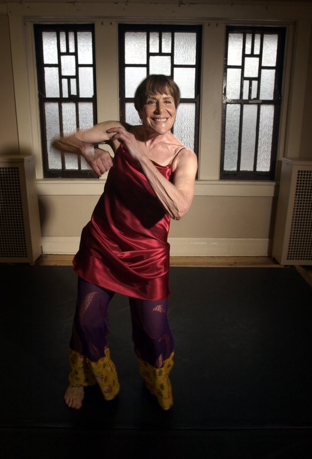 Nana Shineflug, 67, dances in the Chicago Moving Company's rehearsal space at Hamlin Park in Chicago in March 2003. Shineflug founded the company in 1973. (Stacey Wescott / Chicago Tribune)