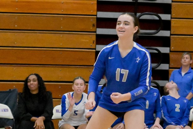 St. Charles North's Addison Kashuba (17) during the Class 4A West Aurora Sectional championship match against Benet in Aurora on Thursday, Nov. 7, 2024. (Mark Black / for the Beacon-News)