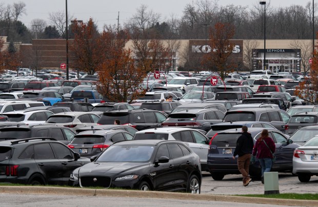 Parking lots in Valparaiso were busy with shoppers the morning of Black Friday on Friday, Nov. 29, 2024. (Michael Gard/for the Post-Tribune)