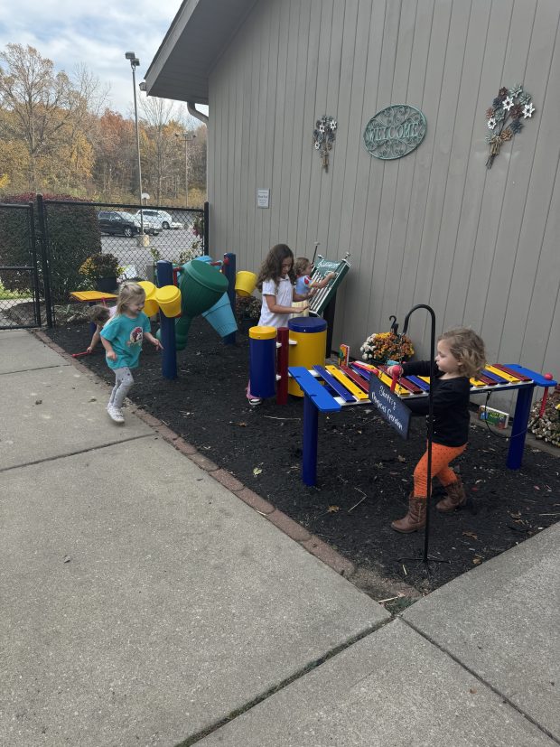 Children at Valparaiso Christian Academy play in Sherri's Musical Garden on Oct. 30, 2024, at Faith Lutheran Church in Valparaiso. (Deena Lawley-Dixon/for Post-Tribune)