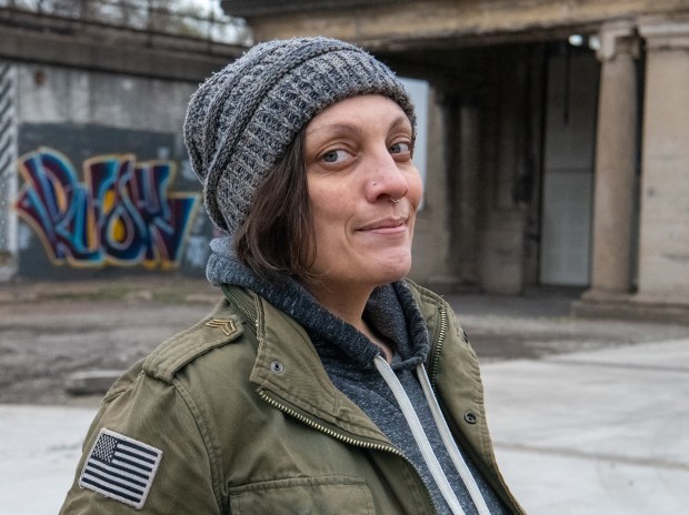 Decay Devils vice president Lori Gonzalez stands outside Gary Union Station in Gary, Indiana Monday Nov. 25, 2024.(Andy Lavalley/for the Post-Tribune)