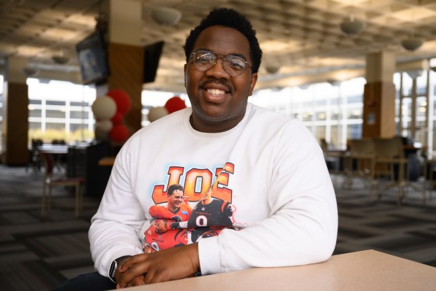 Anthony Hudson poses for a photo in the IUN Moraine Student Center on Thursday, Oct. 31, 2024. (Kyle Telechan/for the Post-Tribune)