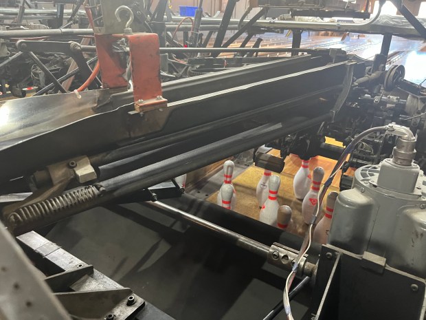 Pinsetting equipment was installed in the early 1950s in a downtown Frankfort bowling alley, replacing boys who were hired to manually set pins. The equipment is being restored along with the bowling alley for a new downtown Frankfort business, The Loft. (Michelle Mullins/Daily Southtown)