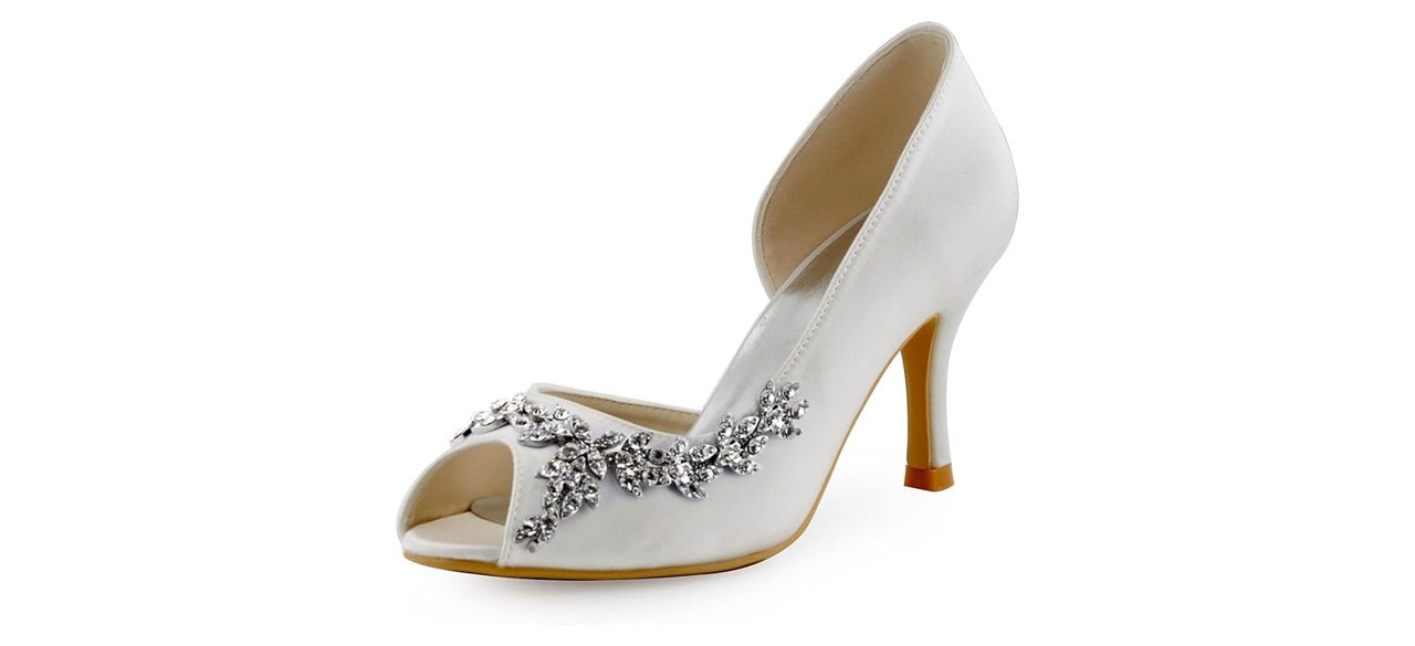 ElegantPark Women Peep Toe Rhinestones Pumps