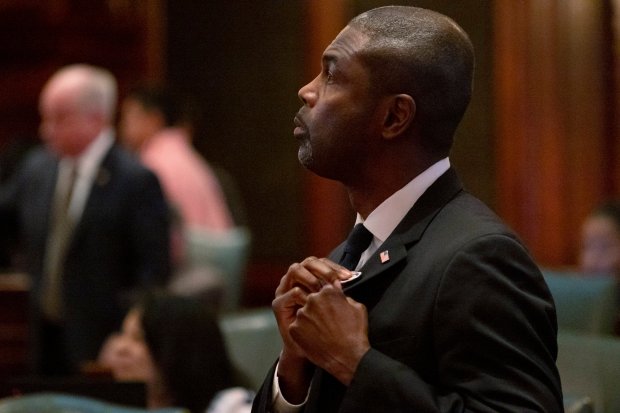 Rep. La Shawn Ford on the floor at the Illinois State Capitol on Jan. 10, 2023, in Springfield. (Brian Cassella/Chicago Tribune)