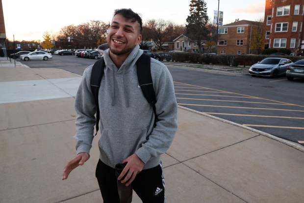 Joel Perdomo-Hernández studies marketing at Northeastern Illinois University in Chicago, Nov. 19, 2024. (Terrence Antonio James/Chicago Tribune)