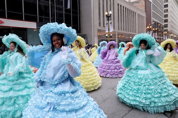 Performers march down State Street during the 90th Chicago Thanksgiving Parade on Nov. 28, 2024. (Antonio Perez/Chicago Tribune)