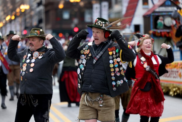 Performers march down State Street during the 90th Chicago Thanksgiving Parade on Nov. 28, 2024. (Antonio Perez/Chicago Tribune)