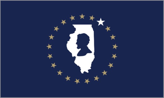 Relationship to Illinois: Ever since I was a kid, I've been proud to call Springfield my home. I come from generations of Illinoisans and have chosen to raise my family here as well. I've spent much of my life exploring the state and experiencing its wonders firsthand what I've found is there is much to what makes Illinois great: our rich history, our landscape, our variety of people and the places they live. My designs reflect these qualities in a way that can hopefully inspire others to share my pride for my home. Explain the meaning behind your flag: The outline of Abraham Lincoln symbolizes liberty, opportunity and the equality of all people. The outline of Illinois symbolizes the pride we share for our state. The circle of 21 stars represents our communal togetherness and honors our state being the 21st to join the USA. The white star symbolizes Chicago and its upper-right location. Dark blue represents our blue-collar attitude and industrial power. Gold represents our prairie and agricultural history. White represents our bright spirit. (Illinois Secretary of State)